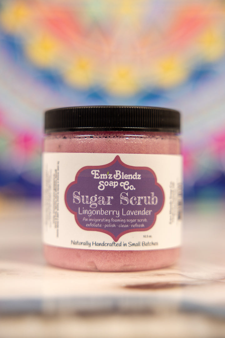 Lingonberry Lavender Face & Body Foaming Sugar Scrub Polish    Em'z Blendz Soap Co.