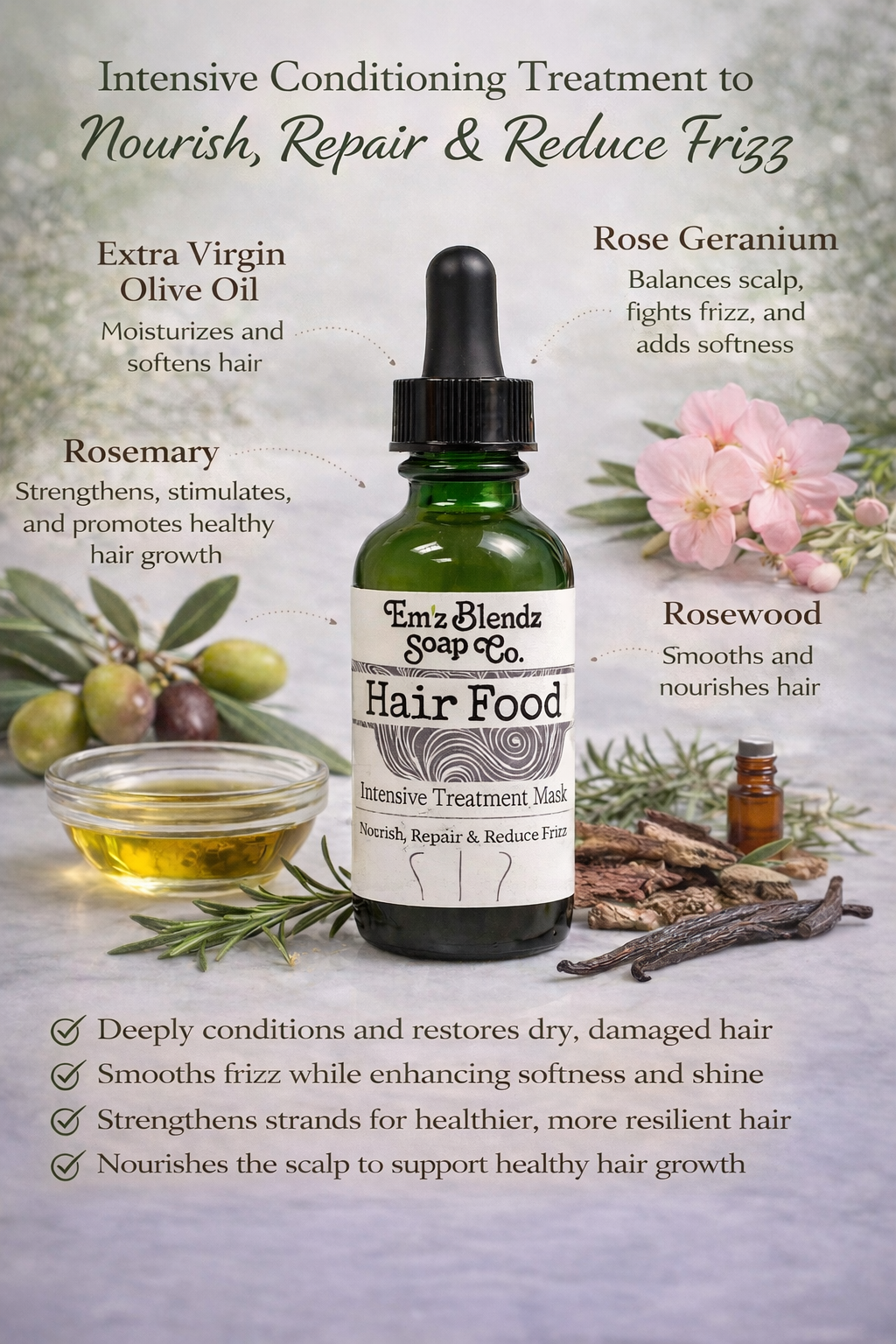 Rosemary Hair Food Mask | Restore Em'z Blendz Soap Co.