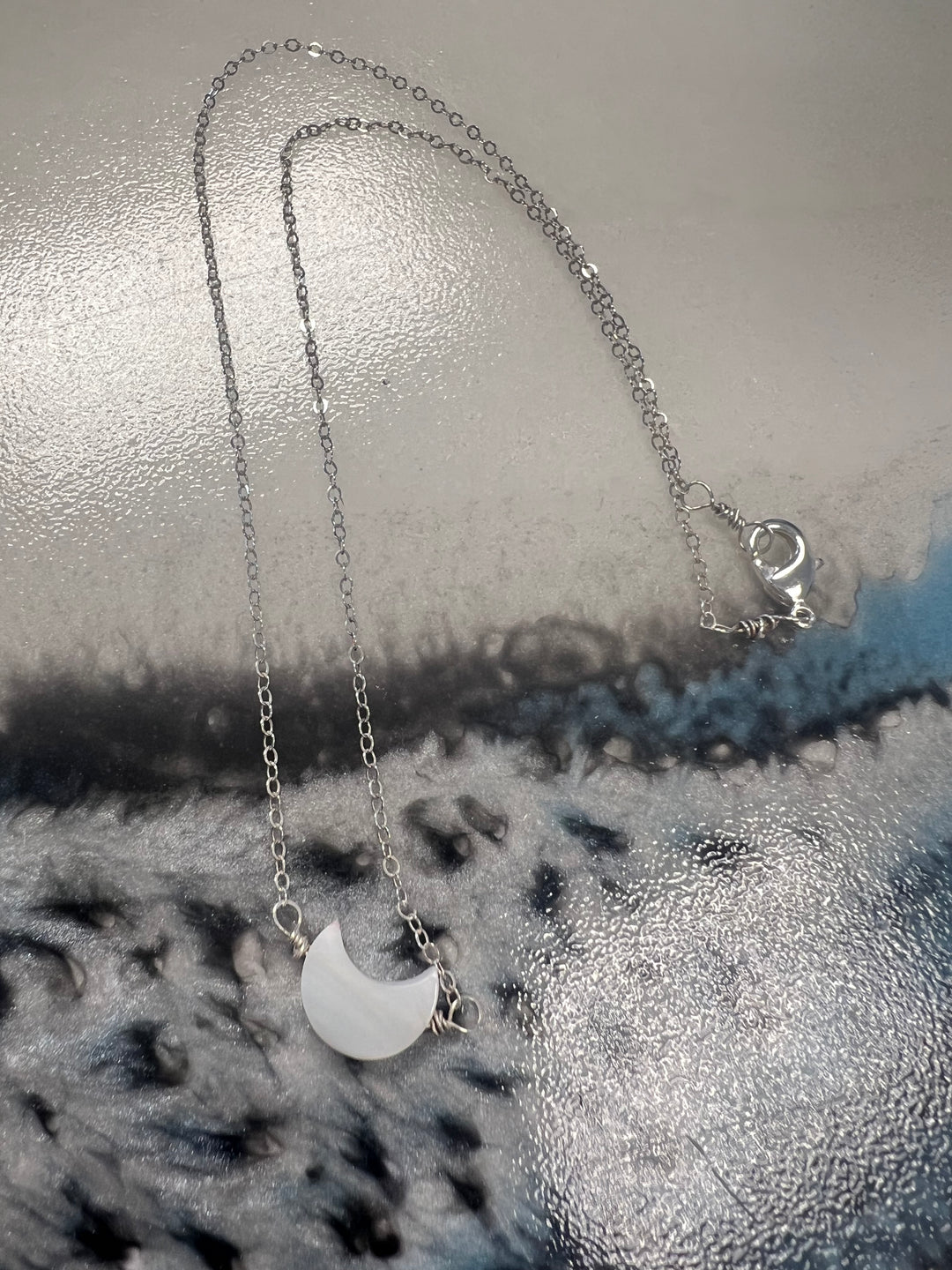 Mini Mother Moon Necklace | Mother of Pearl & Sterling Silver Em'z Blendz Soap Co.