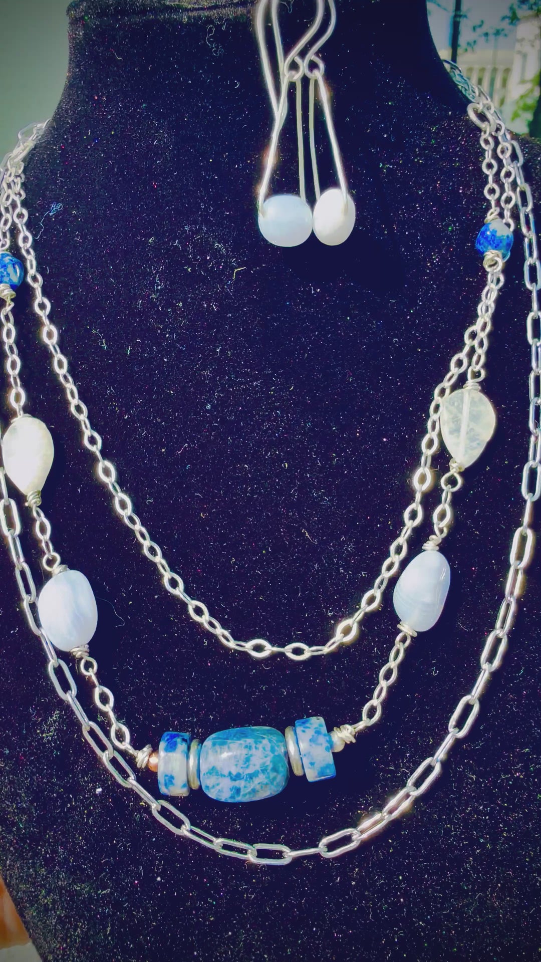 Truth Teller Necklace & Earring Set | Sodalite, Lapis & Sterling Silver
