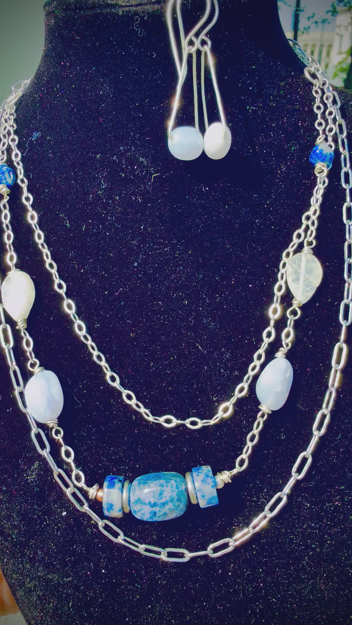 Truth Teller Necklace & Earring Set | Sodalite, Lapis & Sterling Silver