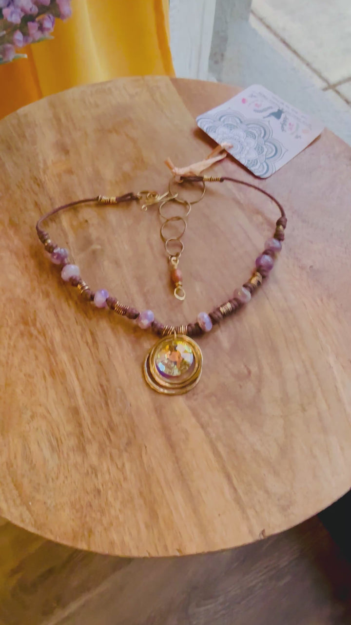 Vintage Sunlight Crystal & Amethyst Necklace | Handcrafted Jewelry Em'z Blendz Soap Co.