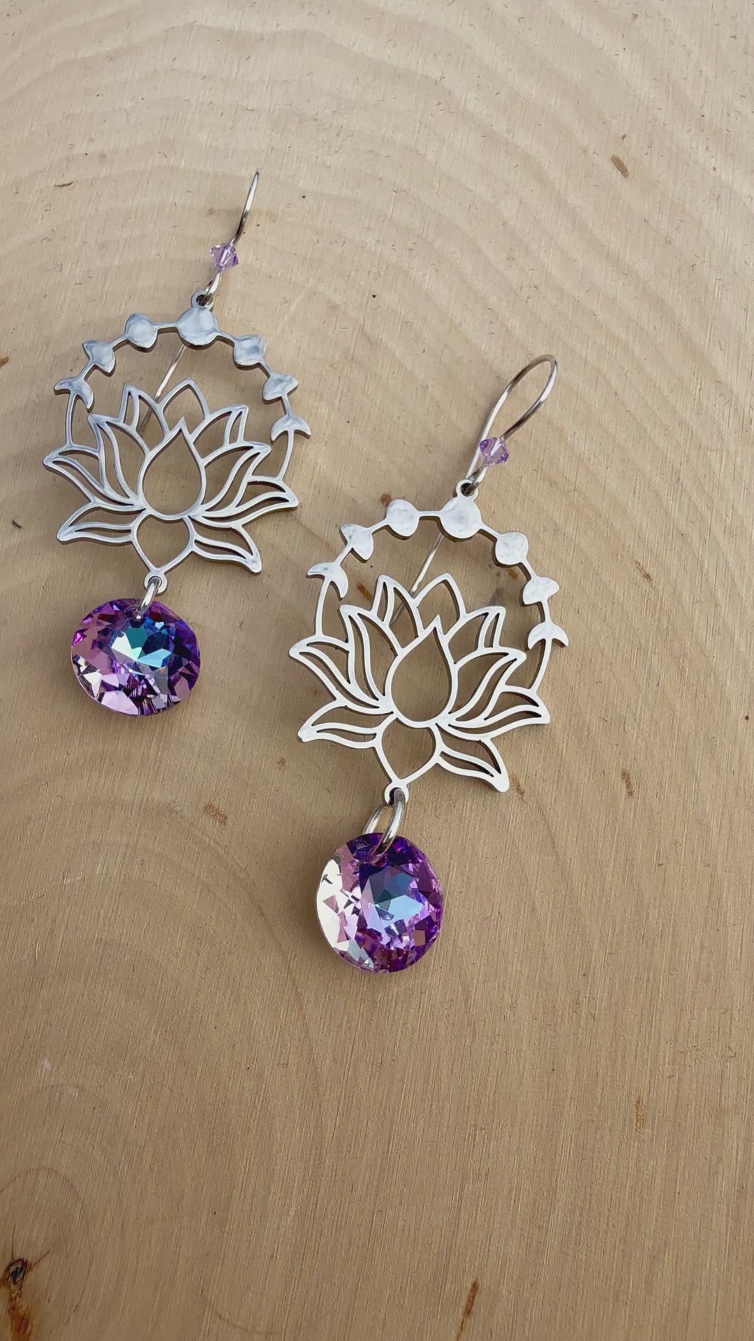 Lunar Lotus Sparkle Earrings | Sterling Silver & Austrian Crystal Em'z Blendz Soap Co.