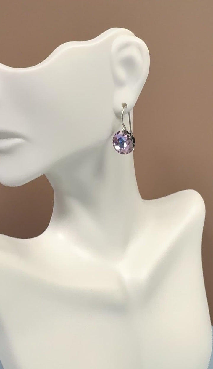 Earrings | Iridescent Crystal Drops with Solid Sterling Silver Em'z Blendz Soap Co.