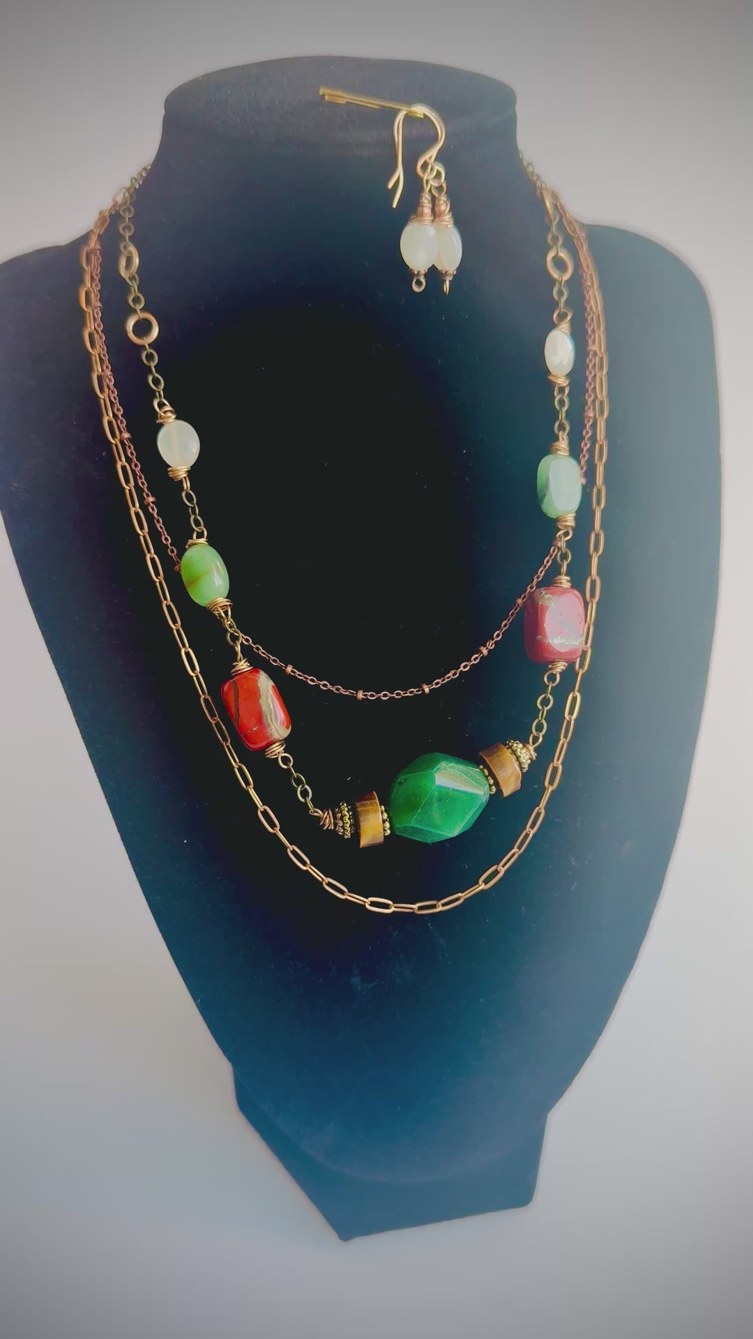 Forest Firelight Necklace & Earring Set | Aventurine & Moonstone
