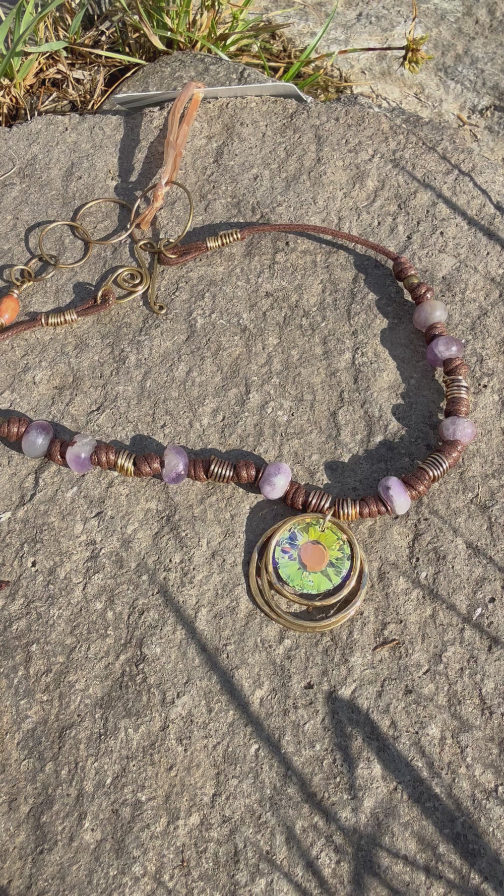 Vintage Sunlight Crystal & Amethyst Necklace | Handcrafted Jewelry Em'z Blendz Soap Co.