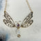 Rainbow Moonstone Butterfly Necklace | Brass & Amethyst