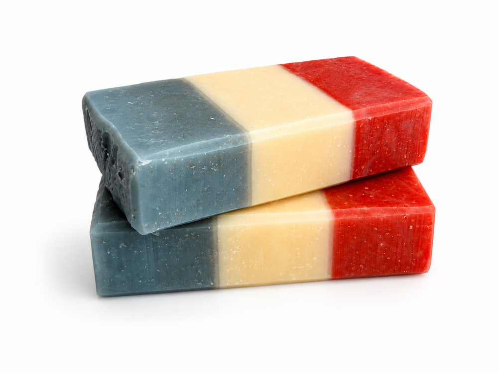 Red, White & Berry Soap Bar - artisan red, white and blue swirled handcrafted bar