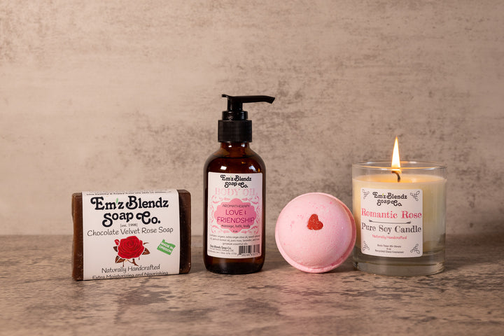 Valentine's Day Gift Set With Love & Friendship Massage OIl One Bar  Em'z Blendz Soap Co.