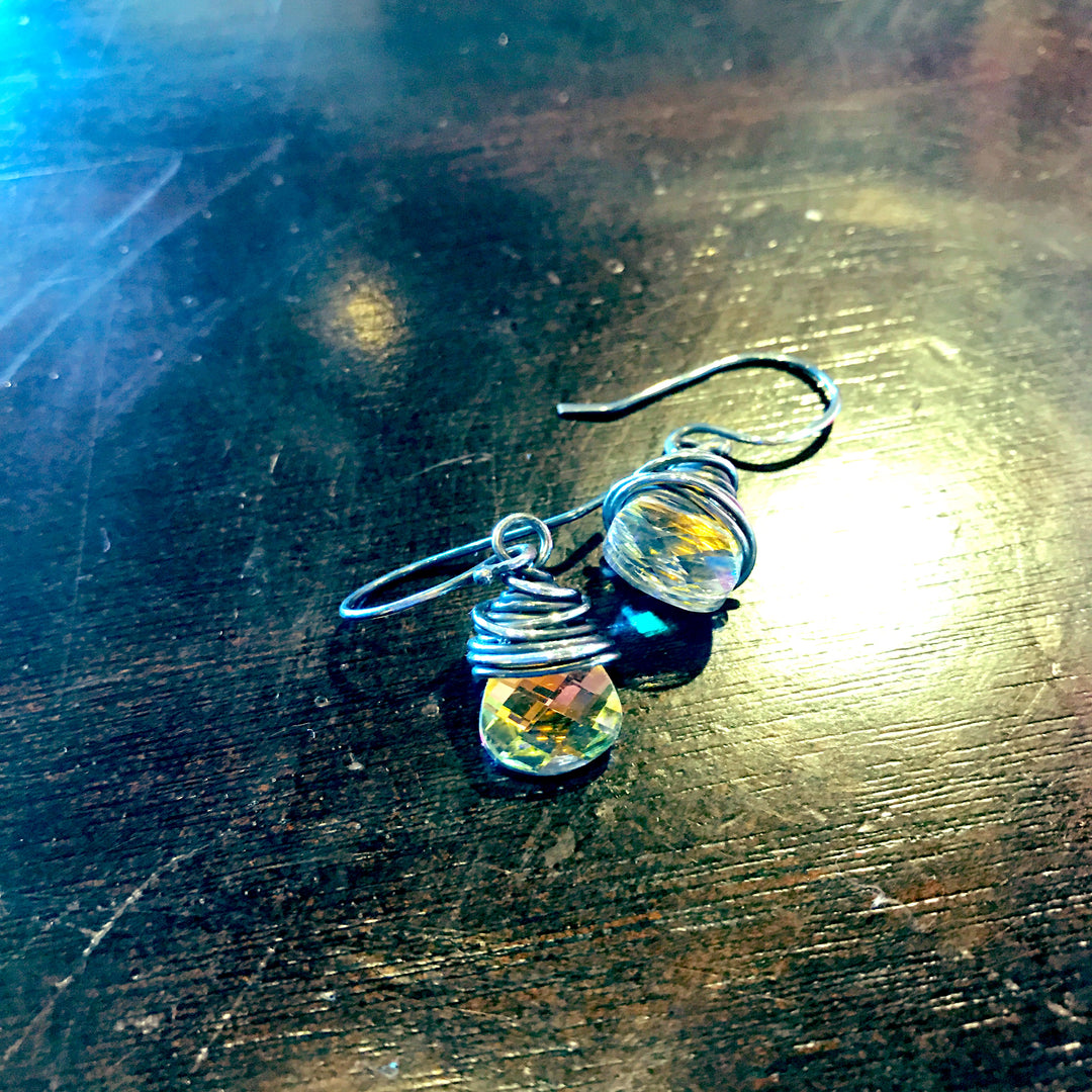 Orecchini A Clip Vintage Art Déco Con Cristalli Aurora - Foto 9