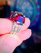 Brilliant Red Garnet & Fine Silver Hearts Stack Ring Set, 2.25cts