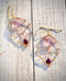Lavender Amethyst & Rhodolite Garnet Leaf Earrings | Handcrafted Copper & Brass