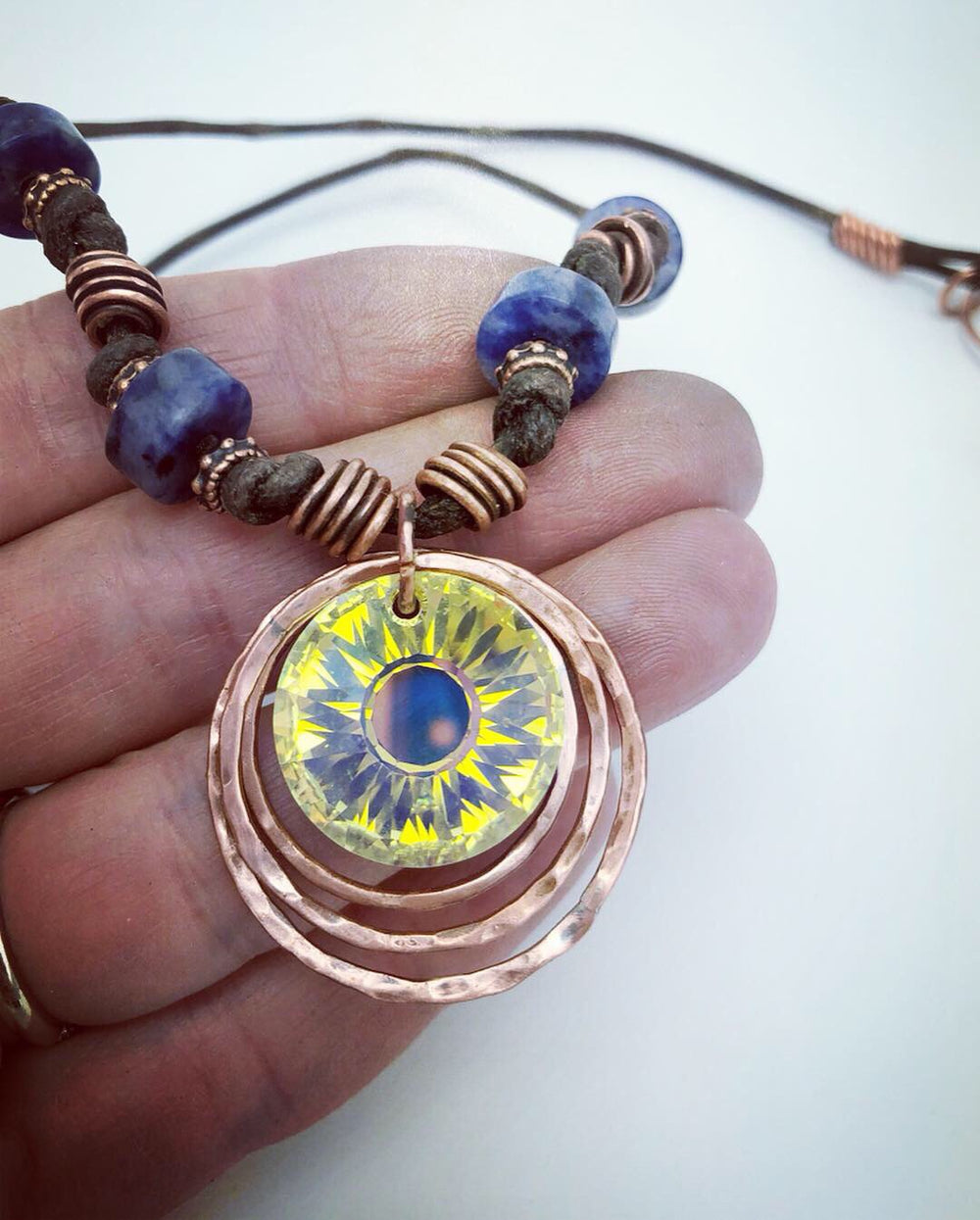 Sunlight Necklace | Blue Sodalite & Copper | Handcrafted Jewelry Em'z Blendz Soap Co.